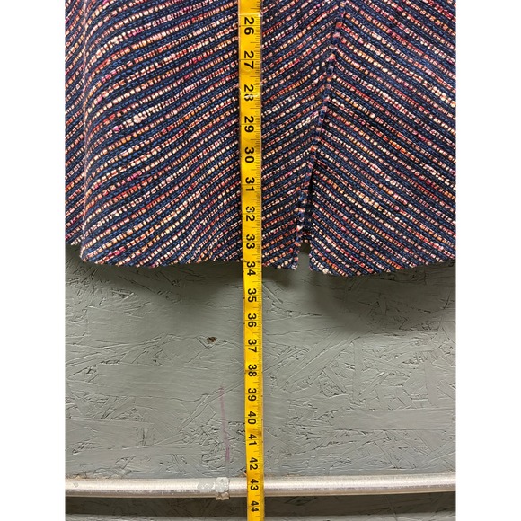 Shoshanna Women's Size 0 Navy Tweed Short Sleeve Sheath Dress Button Detail - Picture 9 of 12